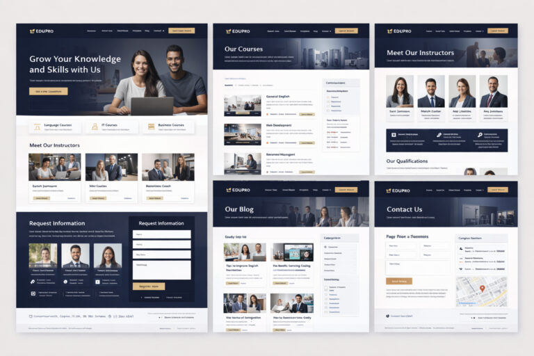 Mẫu website trung tâm ngoại ngữ EduPro giao diện tuyển sinh chuyên nghiệp