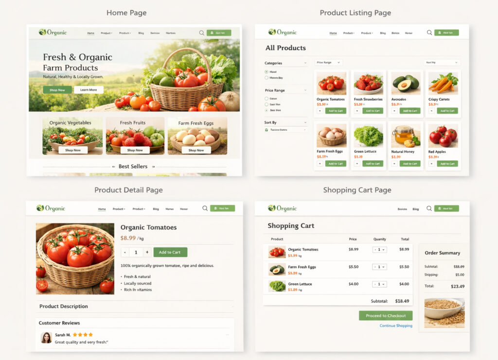 Mẫu website bán thực phẩm, nông sản địa phương