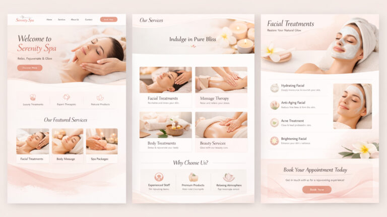 Website dịch vụ spa, chăm sóc sắc đẹp với giao diện hiện đại, màu sắc nhẹ nhàng do Mimo Group thiết kế