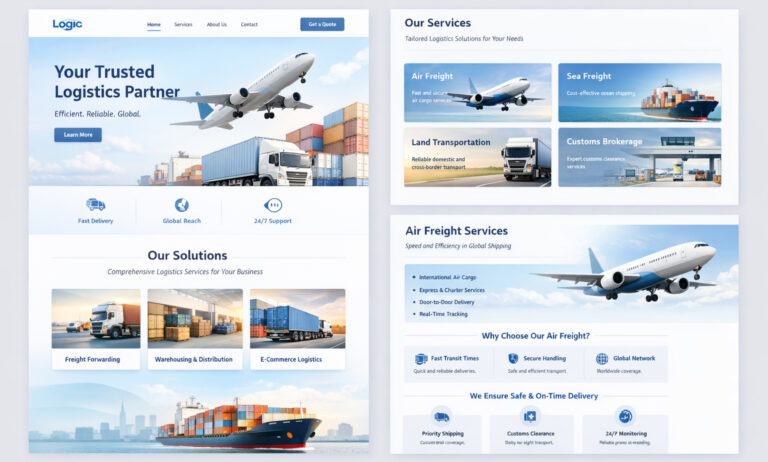Website dịch vụ vận tải logistic chuyên nghiệp do Mimo Group thiết kế