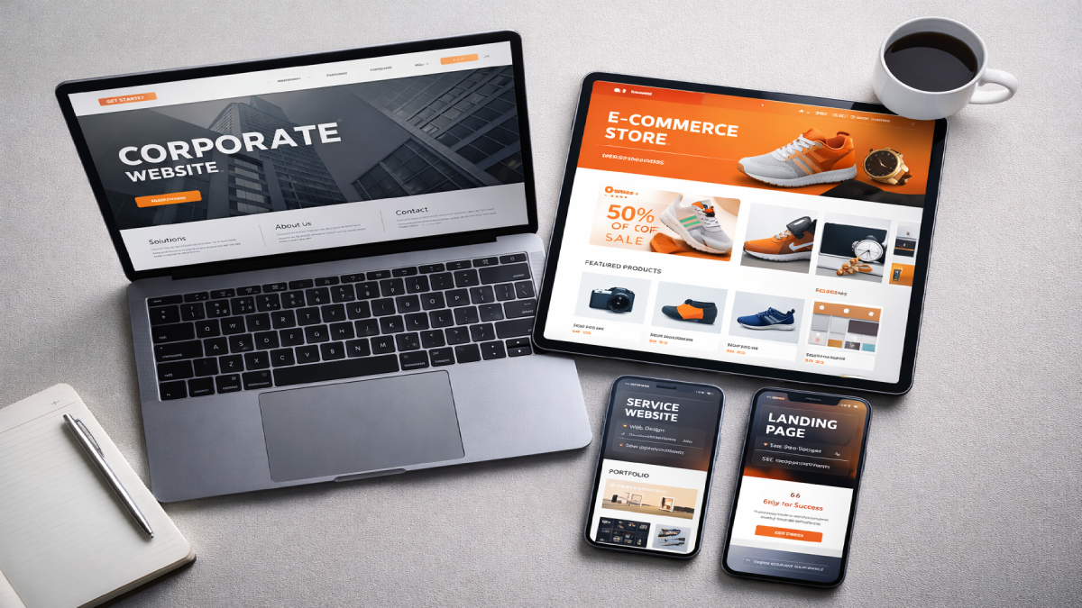 Các loại website phổ biến 2026 gồm website doanh nghiệp, thương mại điện tử, dịch vụ và landing page
