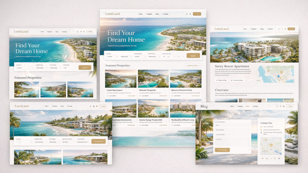 LumiLand – Mẫu Website Bất Động Sản Nghỉ Dưỡng Cao Cấp