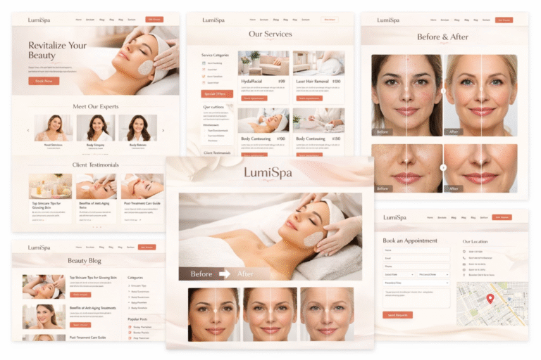 Mẫu website spa LumiSpa giao diện sang trọng hỗ trợ đặt lịch online