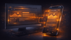 Mô phỏng thiết kế giao diện mobile-first và công nghệ responsive web trên điện thoại