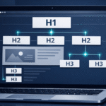 Cấu trúc heading HTML H1 H2 H3 trên trang web hiển thị dạng sơ đồ wireframe SEO