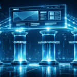 Mô hình E-E-A-T trong SEO với 4 trụ Experience, Expertise, Authoritativeness và Trustworthiness nâng đỡ cấu trúc website