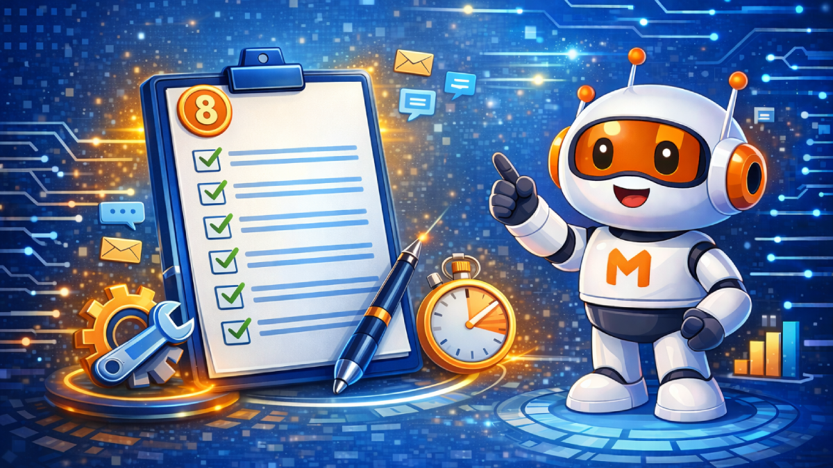 Checklist chạy chatbot AI lần đầu với robot mimo và bảng kiểm tra quy trình