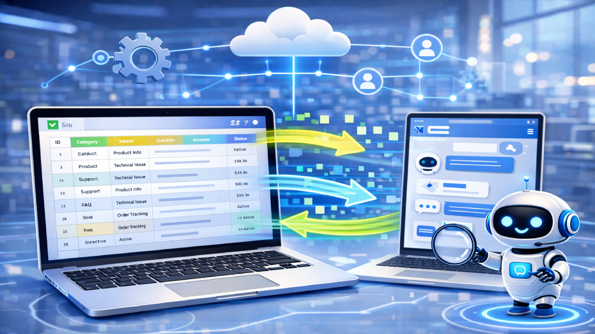 Cấu trúc Google Sheet chuẩn cho chatbot AI với các cột dữ liệu