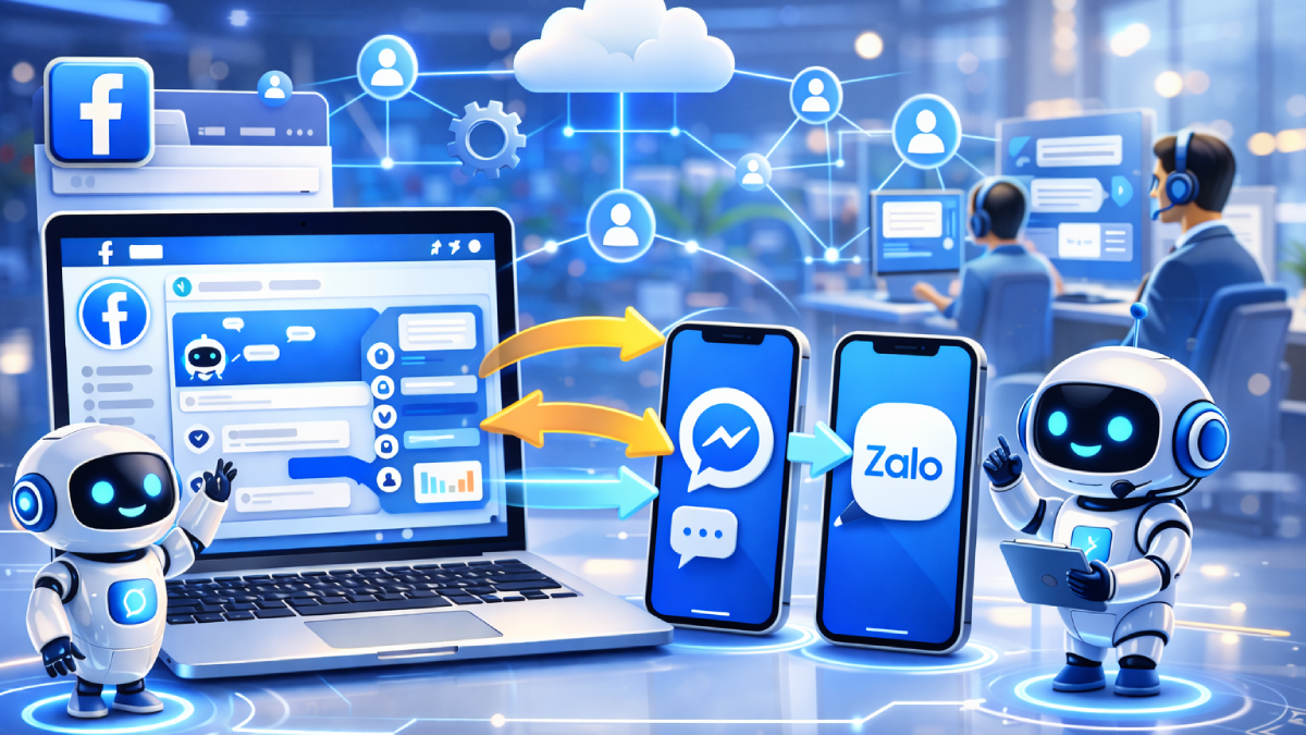 Chuyển tiếp hội thoại từ chatbot Messenger sang Zalo và hệ thống CSKH